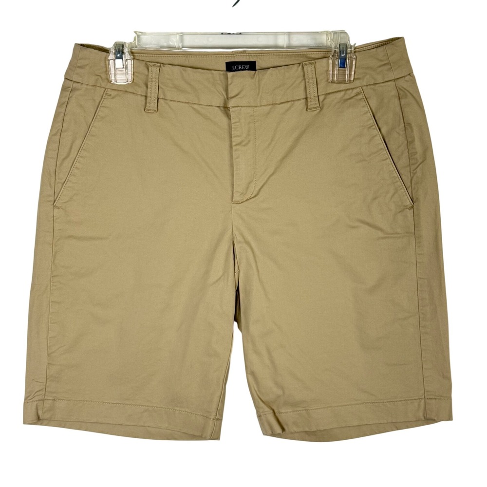 J.Crew Womens Khaki Chino Shorts Tan Cotton Stretch AL569 Size 6